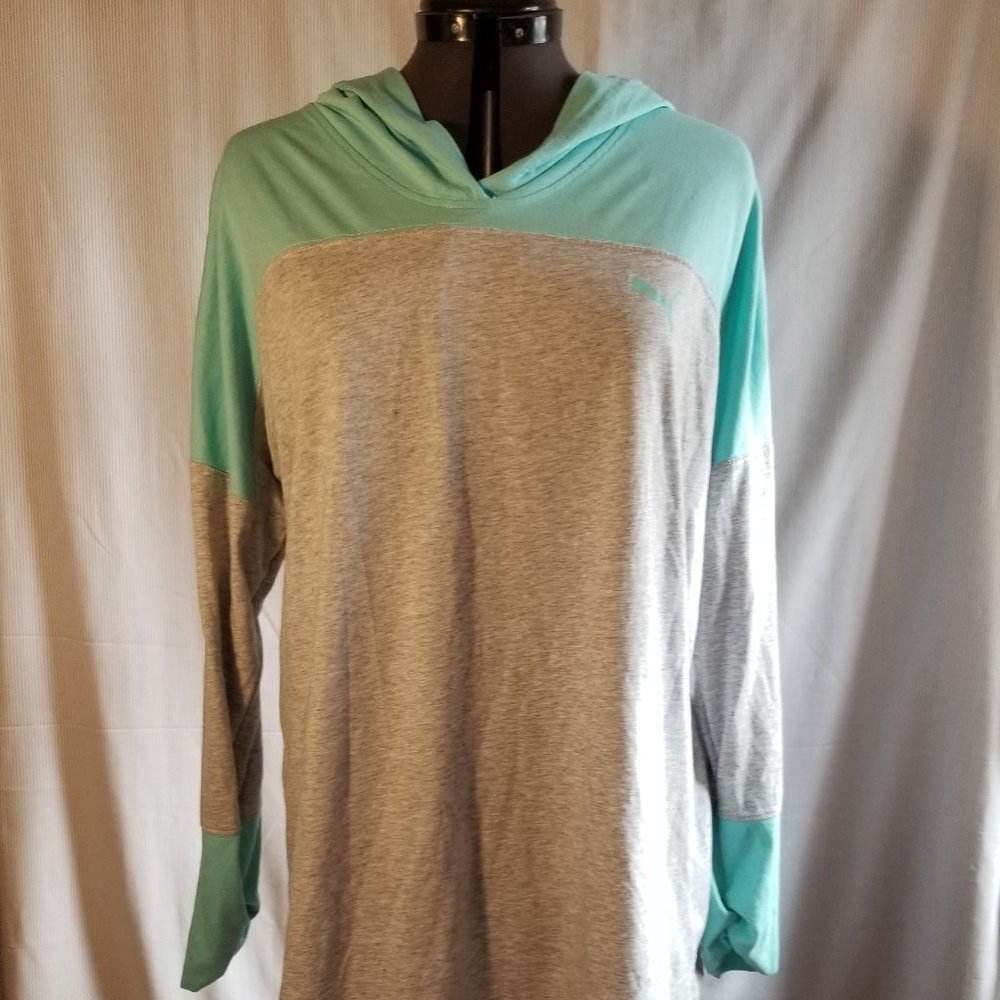 Puma Hoodie Women's XL Gray and Blue Cotton poly blend